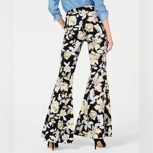INC‎ International Concepts Black Floral Printed Bell-Bottom Pants Trousers 4